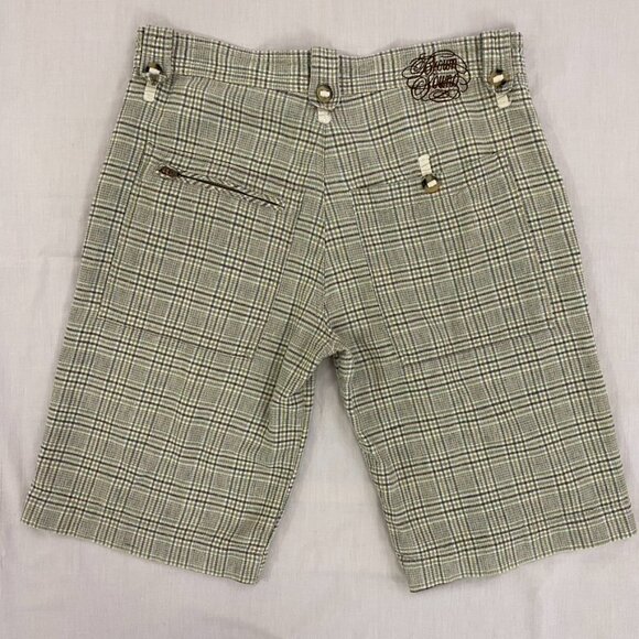 Brown Sound Plaid Linen Shorts Men's Size 32 Zip Pockets Summer - Picture 12 of 13